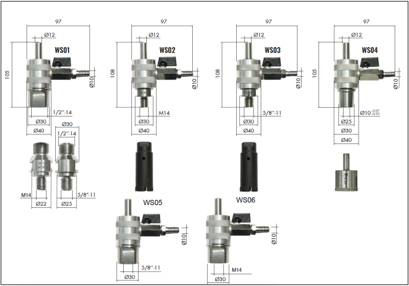 Bộ đầu khoan nước Inox