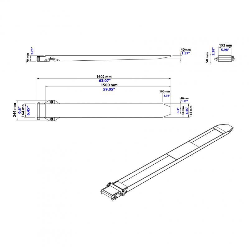 Càng nối xe nâng (Tiêu chuẩn) 1500 (cặp)