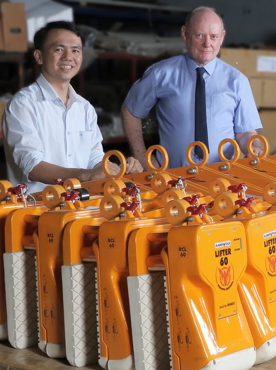 Jim and Tai with Slab Lifter